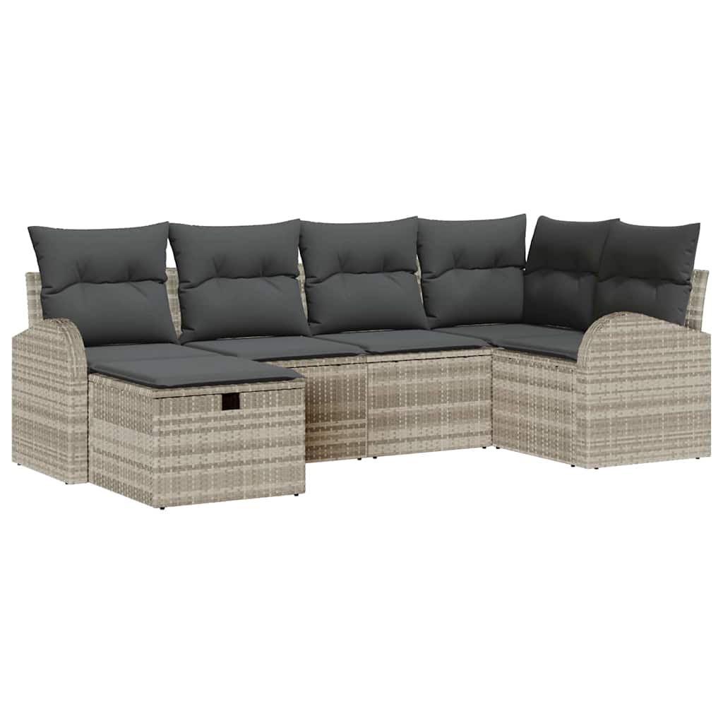 Garten-Sofa-Set 6 pcs Hellgrau 234 x 124 x 85 cm Poly Rattan